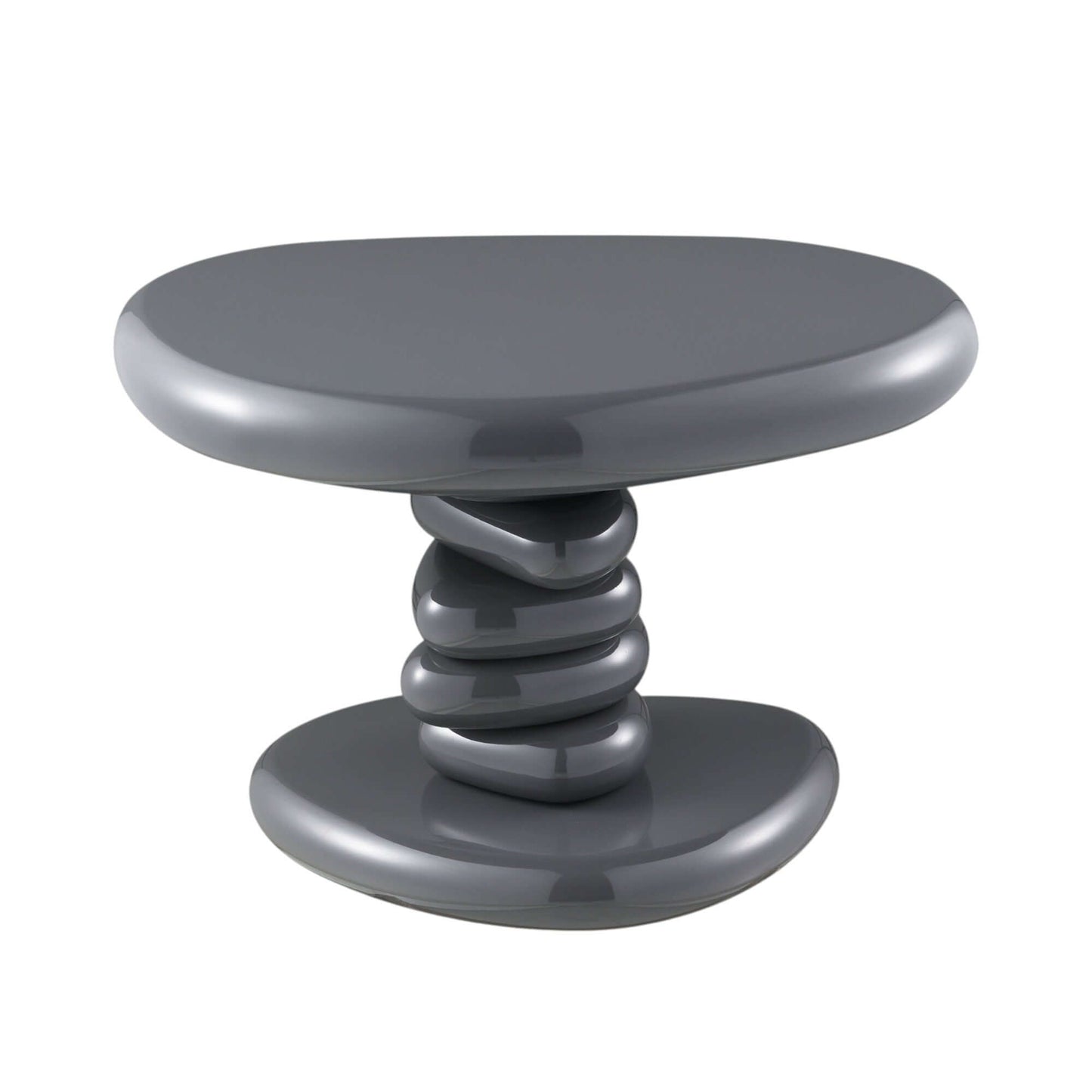 Charlene Gray High Gloss End Table 22"W with sleek design and durable gray finish on metal base.