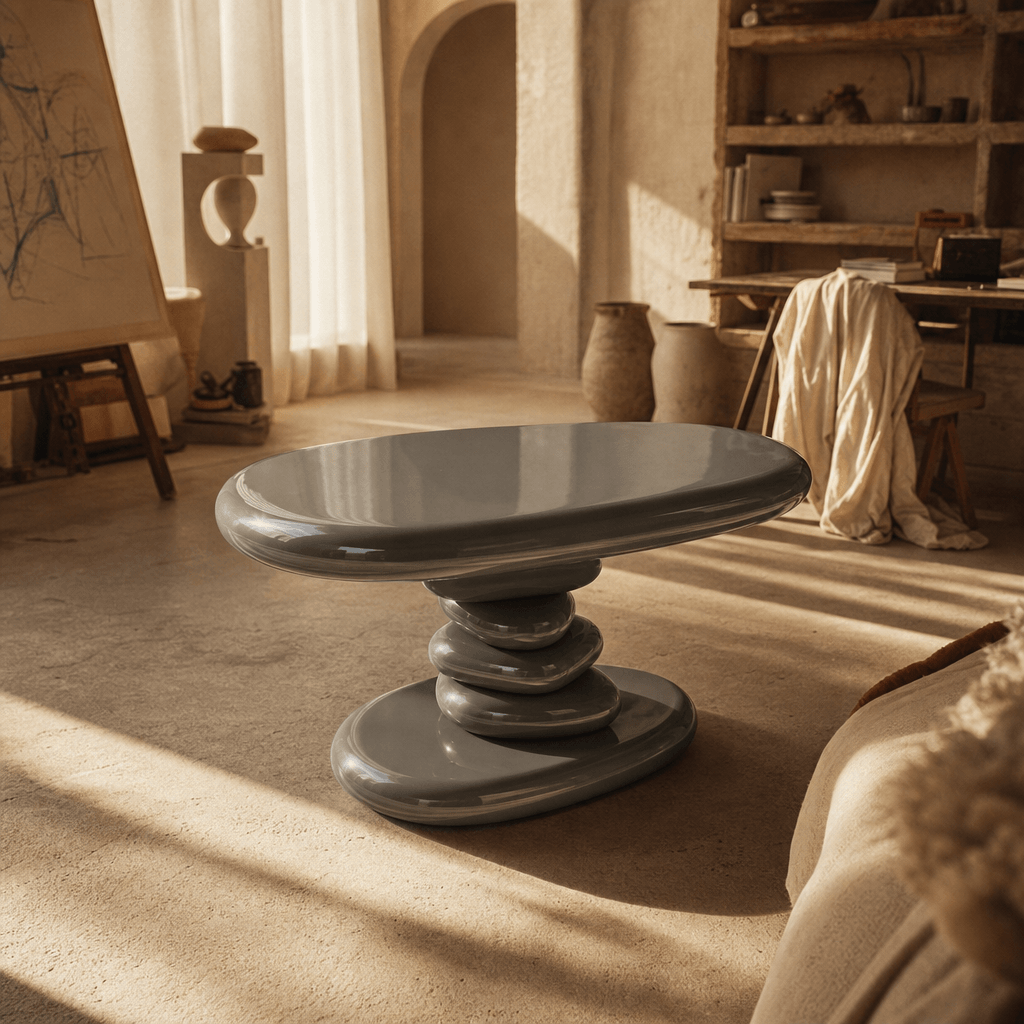 Charlene Gray High Gloss End Table | Modern Contemporary Side Table with Metal Base in stylish living room setting.