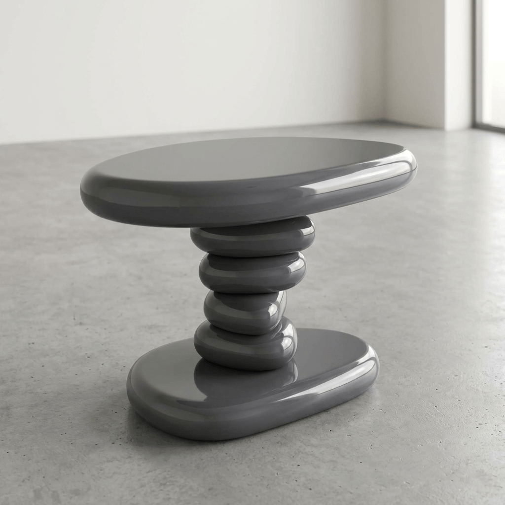 Charlene Gray High Gloss End Table 22"W showcasing a sleek, modern design with a shiny gray finish.