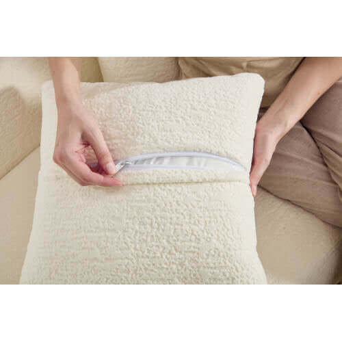 Curved Compression Foam Sectional Sofa – 110” Modular Chenille Couch (Sleeper Style) with removable pillow cover.