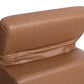 175" Chestnut Italian Leather Power Reclining Sofa with USB | Luxury Modular Couch backrest close-up.