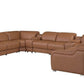 Chestnut Italian Leather Power Reclining U Shaped ten Piece Corner Sectional With Console in luxurious leather design.