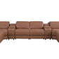 Chestnut Italian Leather Power Reclining U Shaped ten Piece Corner Sectional With Console in a stylish layout.