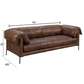 Chocolate Top Grain Leather Sofa 96" – Modern Mocha Leather Couch with dimensions 96" x 31" x 40" in rich mocha color.