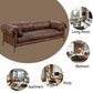 Chocolate Top Grain Leather Sofa 96" – Modern Mocha Leather Couch in living room, bedroom, and study settings.