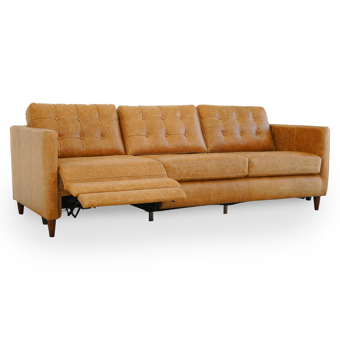 Christopher MCM Leather Power Reclining Sofa 93" – Mid-Century Modern Recliner Couch with reclining feature.