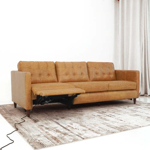 Christopher MCM Leather Power Reclining Sofa 93" – Mid-Century Modern Recliner Couch with modern design and reclining feature.