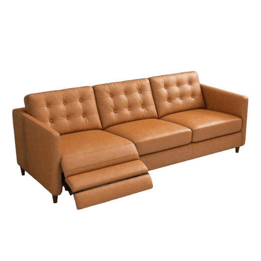 Christopher MCM Tufted Leather Power Reclining Sofa 93" - Revel Sofa