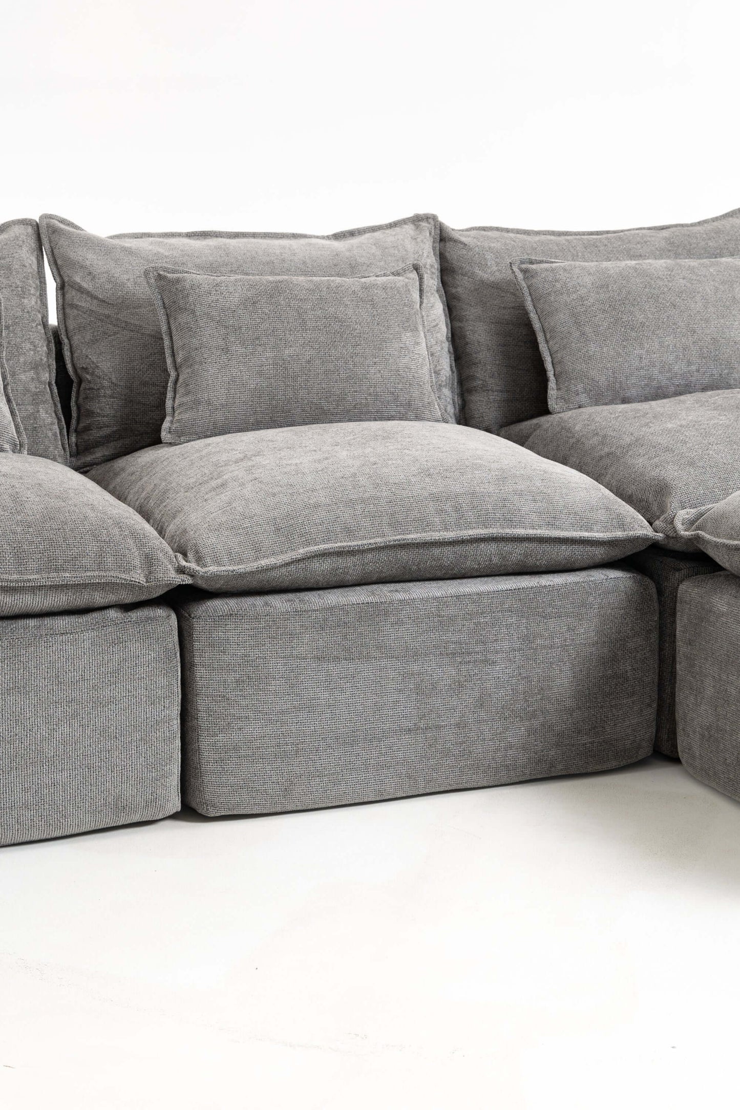 Cloud Oversized Modular Sectional Sofa with Ottoman – 102.3” Velvet Deep Seat Couch in gray plush upholstery.