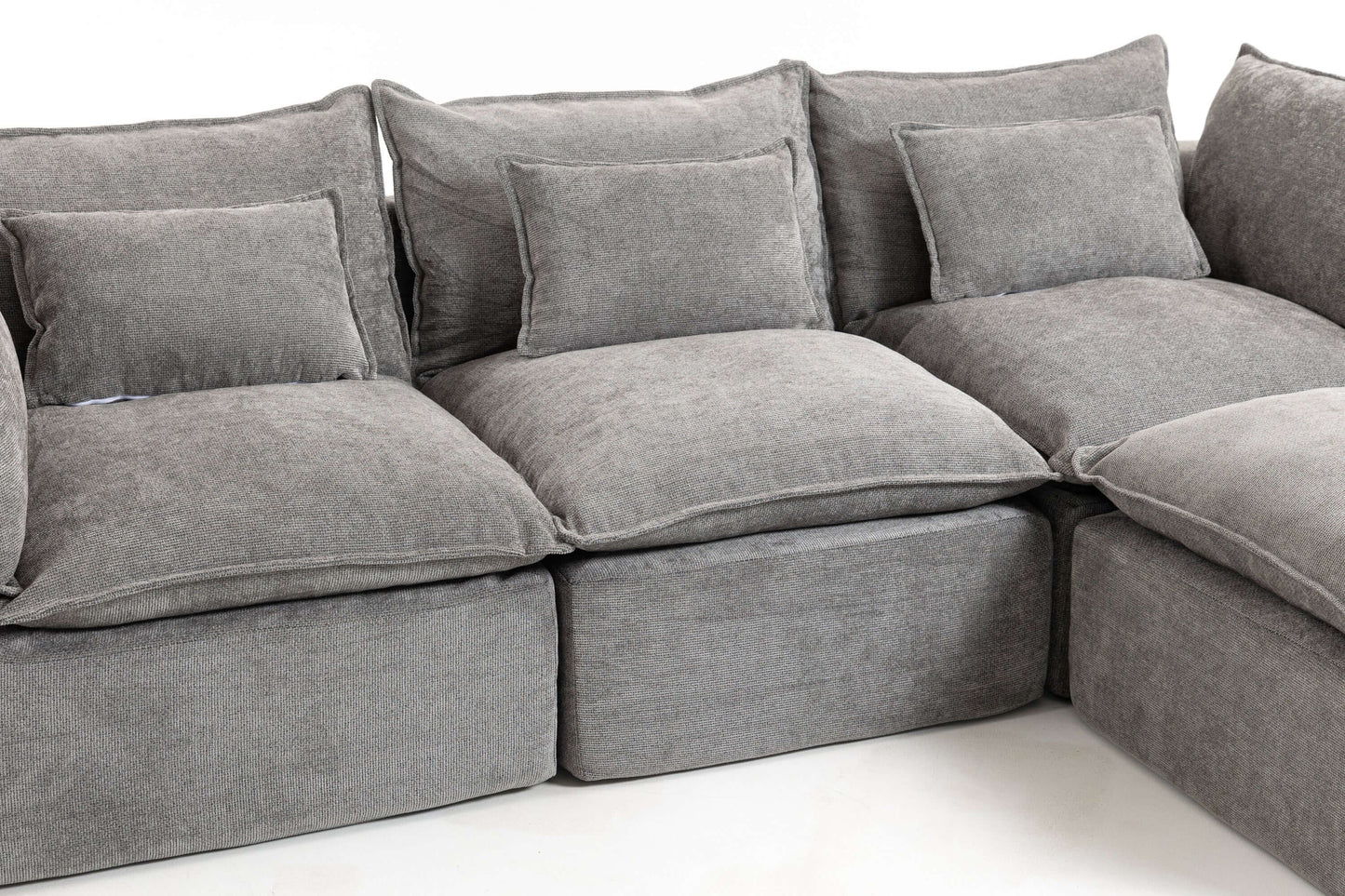 Cloud Oversized Modular Sectional Sofa with Ottoman – 102.3” Velvet Deep Seat Couch with soft plush cushions.