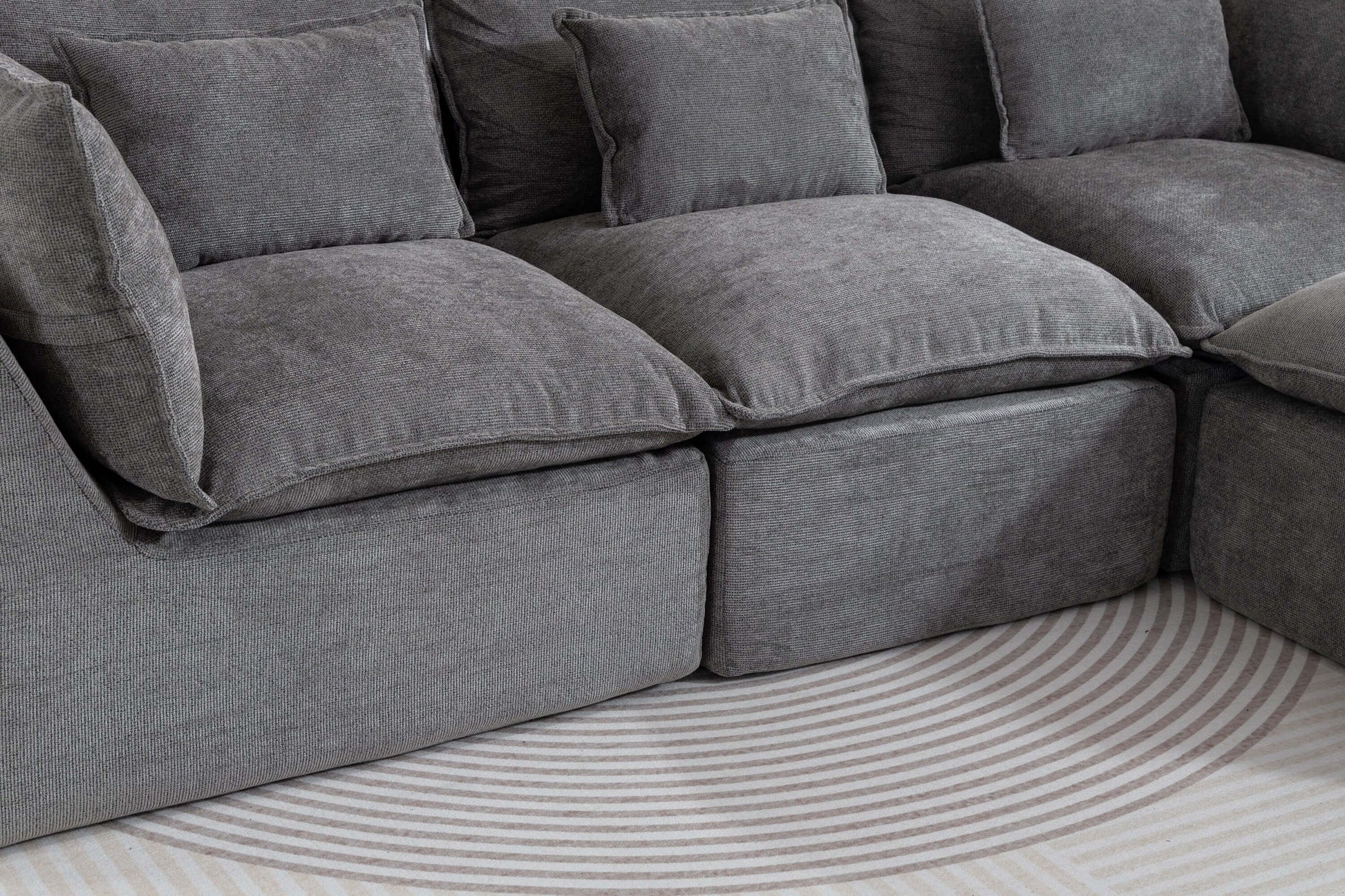 Cloud Oversized Modular Sectional Sofa with Ottoman – 102.3” Velvet Deep Seat Couch with plush cushions and cozy design.