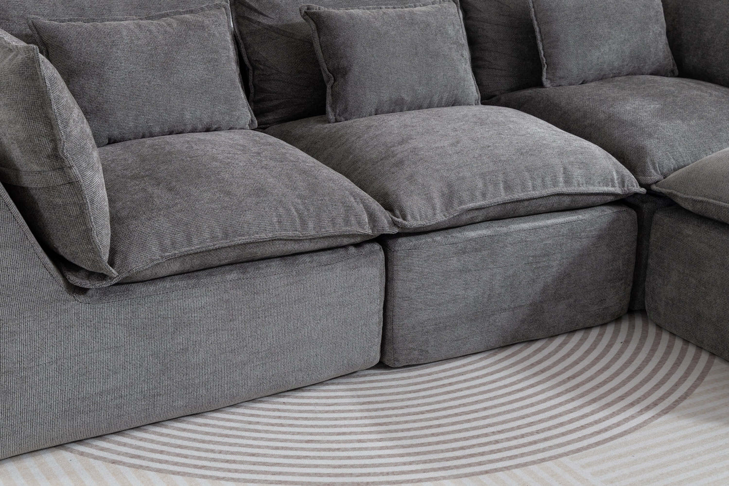 Cloud Oversized Modular Sectional Sofa with Ottoman – 102.3” Velvet Deep Seat Couch with plush cushions and cozy design.