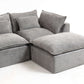 Cloud Oversized Modular Sectional Sofa with Ottoman – 102.3” Velvet Deep Seat Couch in plush gray upholstery.
