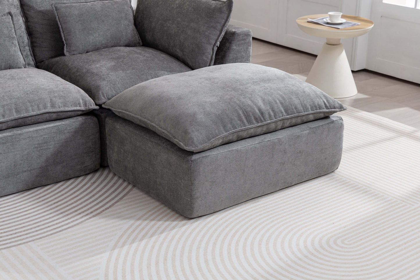 Cloud Oversized Modular Sectional Sofa with Ottoman – 102.3” Velvet Deep Seat Couch with plush cushions and a cozy ottoman.