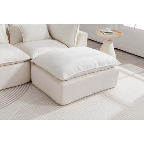 Cloud Oversized Modular Sectional Sofa with Ottoman – 102.3” Velvet Deep Seat Couch ottoman detail in soft fabric.