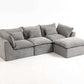 Cloud Oversized Modular Sectional Sofa with Ottoman – 102.3” Velvet Deep Seat Couch in grey.