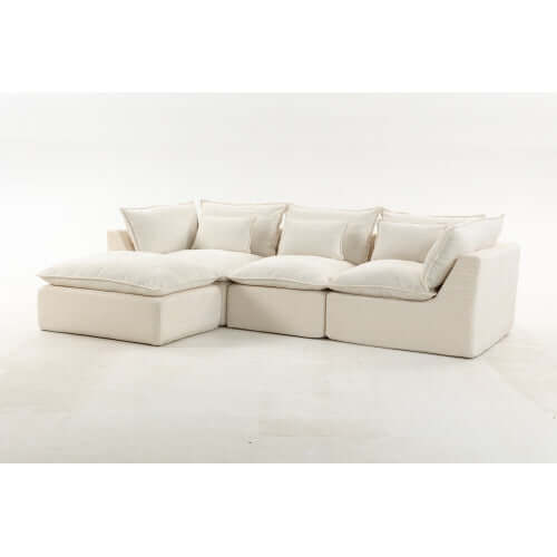 Cloud Oversized Modular Sectional Sofa with Ottoman – 102.3” Velvet Deep Seat Couch in a cozy neutral design.