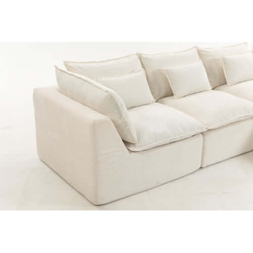Cloud Oversized Modular Sectional Sofa with Ottoman – 102.3” Velvet Deep Seat Couch close-up with plush cushions.
