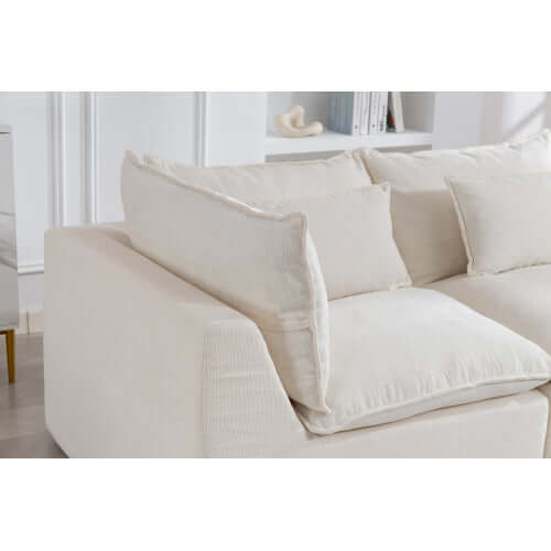 Cloud Oversized Modular Sectional Sofa with Ottoman – 102.3” Velvet Deep Seat Couch close-up view