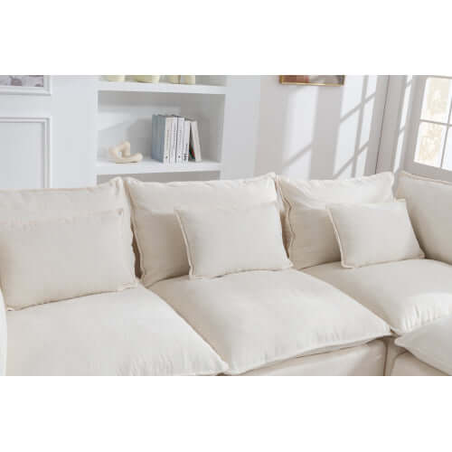 Cloud Oversized Modular Sectional Sofa with Ottoman – 102.3” Velvet Deep Seat Couch cushions and fabric close-up.