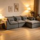 Cloud Oversized Modular Sectional Sofa with Ottoman – 102.3” Velvet Deep Seat Couch in a cozy living room setting.