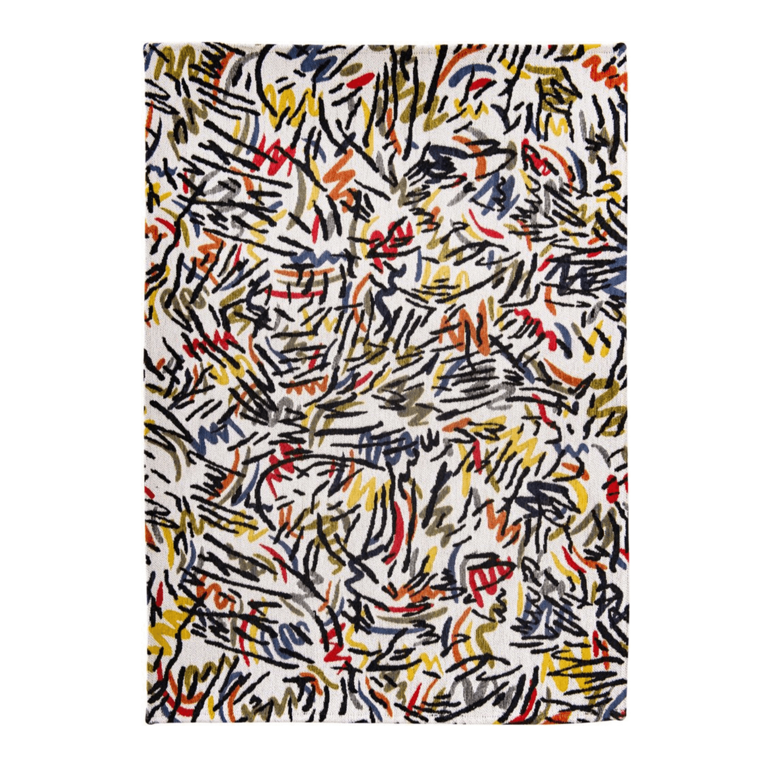White Abstract Non Skid Area Rug | 9' x 13' with bold contemporary design and vibrant colors.