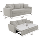 Connie Beige Boucle Sleeper Sectional Sofa – 89” Pull-Out Sofa Bed with Pillows dimensions and features