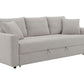 Connie Beige Boucle Sleeper Sectional Sofa – 89” Pull-Out Sofa Bed with Pillows in cozy boucle fabric.