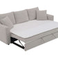 Connie Beige Boucle Sleeper Sectional Sofa – 89” Pull-Out Sofa Bed with Pillows in cozy boucle fabric.