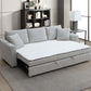 Connie Beige Boucle Sleeper Sectional Sofa – 89” Pull-Out Sofa Bed with Pillows displayed in modern living room.