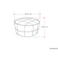 Connor Brown Buffalo Leather Ottoman 34" – Round Top-Grain Leather Pouf dimensions and details illustration.