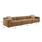 Contemporary Modular Suede Sofa – 144” Chocolate Sectional with Pillows measures 144" with deep seating and modern design.