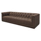 83.5" Cool Brown Top Grain Leather Sofa | Modern Rectilinear 3-Seater Sofa with tufted design and a sleek finish.