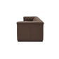 83.5" Cool Brown Top Grain Leather Sofa | Modern Rectilinear 3-Seater Sofa side view showcasing tufted back design.
