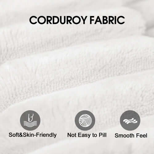 Corduroy fabric showcasing soft and skin-friendly texture, resistant to pilling, with a smooth feel for comfort.