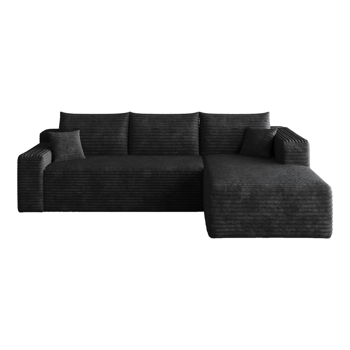 Corvina Cloud Sectional Sofa – 95" Black Corduroy