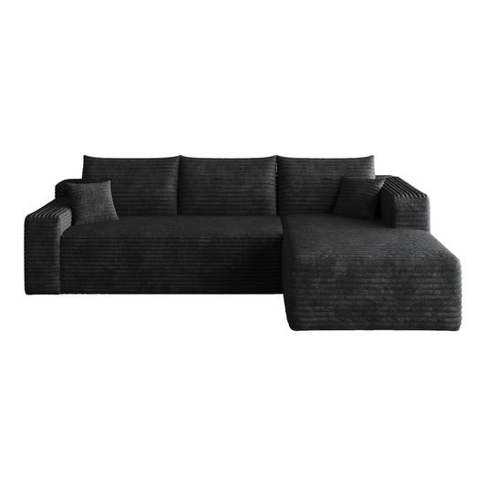 Corvina Cloud Sectional Sofa – 95" Black Corduroy