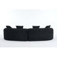 Curved Compression Foam Sectional Sofa – 110” Modular Chenille Couch (Sleeper Style) in black upholstery from the back view.