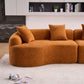 Curved Compression Foam Sectional Sofa – 110” Modular Chenille Couch (Sleeper Style) in orange upholstery with plush cushions.