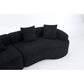 Curved Compression Foam Sectional Sofa – 110” Modular Chenille Couch (Sleeper Style) in black upholstery with plush pillows.