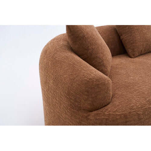 Curved Compression Foam Sectional Sofa – 110” Modular Chenille Couch (Sleeper Style) close-up view of plush upholstery.