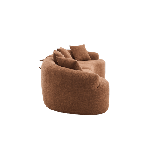 Curved Compression Foam Sectional Sofa – 110” Modular Chenille Couch (Sleeper Style) in a cozy brown color.