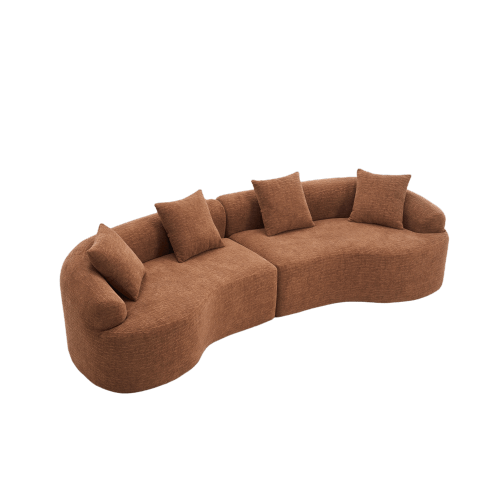 Curved Compression Foam Sectional Sofa – 110” Modular Chenille Couch (Sleeper Style) with plush upholstery and soft cushions.