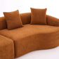 Curved Compression Foam Sectional Sofa – 110” Modular Chenille Couch (Sleeper Style) in soft brown upholstery with plush cushions.