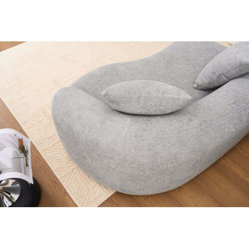 Curved Compression Foam Sectional Sofa – 110” Modular Chenille Couch (Sleeper Style) with rounded design and soft upholstery.