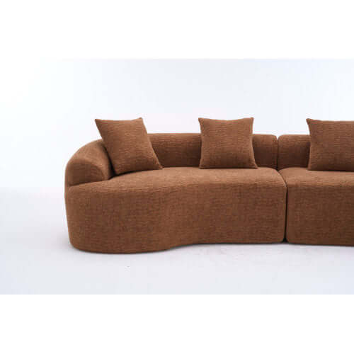 Curved Compression Foam Sectional Sofa – 110” Modular Chenille Couch (Sleeper Style) with plush cushions and soft curves.