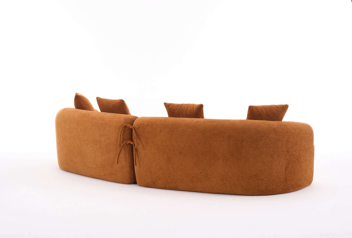Curved Compression Foam Sectional Sofa – 110” Modular Chenille Couch (Sleeper Style) with soft curves and plush upholstery.