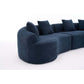 Curved Compression Foam Sectional Sofa – 110” Modular Chenille Couch (Sleeper Style) in dark blue with plush cushions.