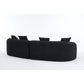 Curved Compression Foam Sectional Sofa – 110” Modular Chenille Couch (Sleeper Style) in black upholstery, showing back view.