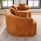 Curved Compression Foam Sectional Sofa – 110” Modular Chenille Couch (Sleeper Style) in orange, showcasing soft curves and plush upholstery.